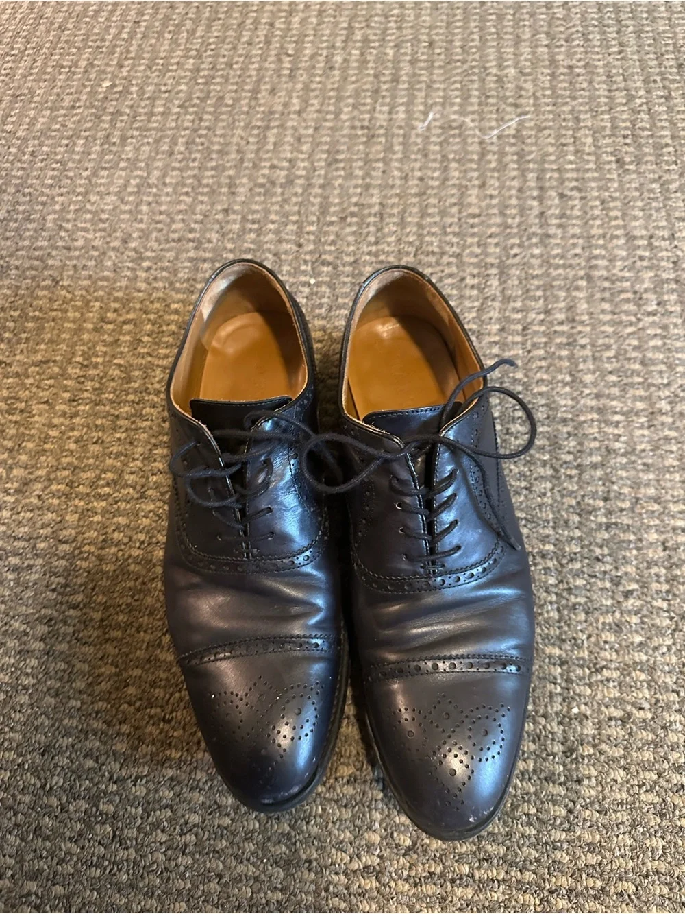 Taft Black Leather Cap-Toe Wingtip Oxfords